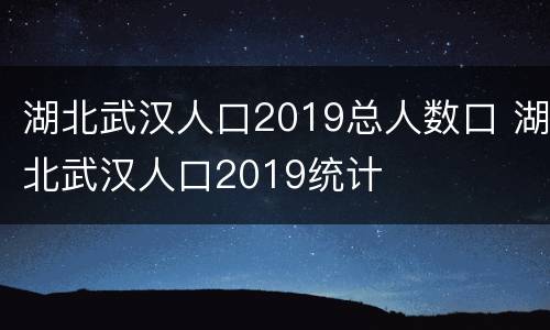湖北武汉人口2019总人数口 湖北武汉人口2019统计