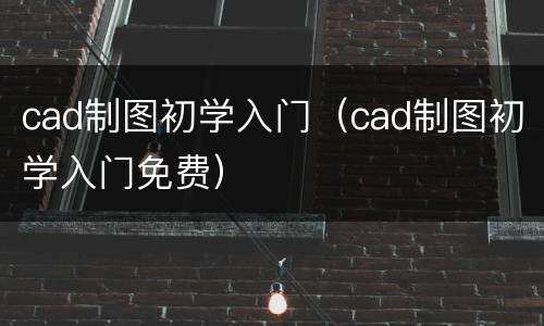 cad制图初学入门（cad制图初学入门免费）