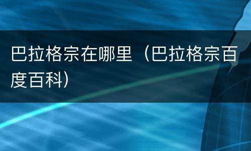 巴拉格宗在哪里（巴拉格宗百度百科）