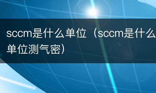 sccm是什么单位（sccm是什么单位测气密）