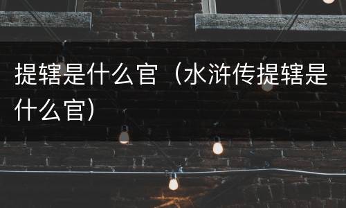 提辖是什么官（水浒传提辖是什么官）