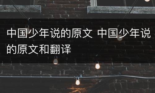 中国少年说的原文 中国少年说的原文和翻译