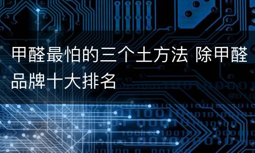 甲醛最怕的三个土方法 除甲醛品牌十大排名