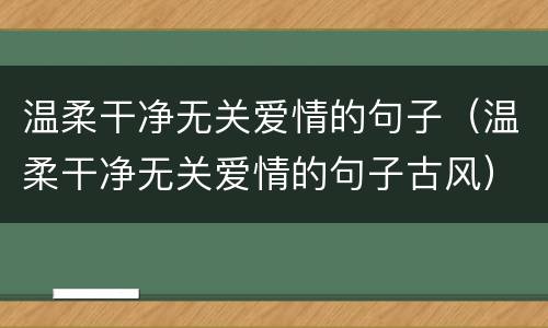 温柔干净无关爱情的句子（温柔干净无关爱情的句子古风）