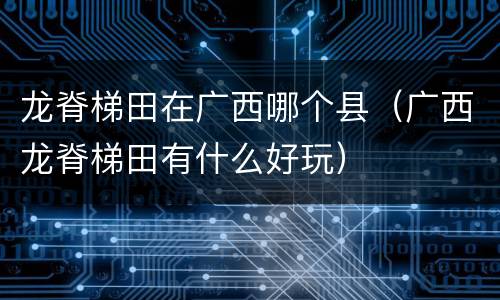 龙脊梯田在广西哪个县（广西龙脊梯田有什么好玩）