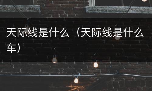 天际线是什么（天际线是什么车）