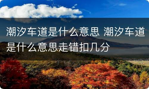 潮汐车道是什么意思 潮汐车道是什么意思走错扣几分