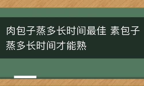 肉包子蒸多长时间最佳 素包子蒸多长时间才能熟