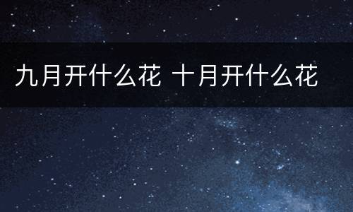 九月开什么花 十月开什么花