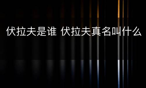 伏拉夫是谁 伏拉夫真名叫什么
