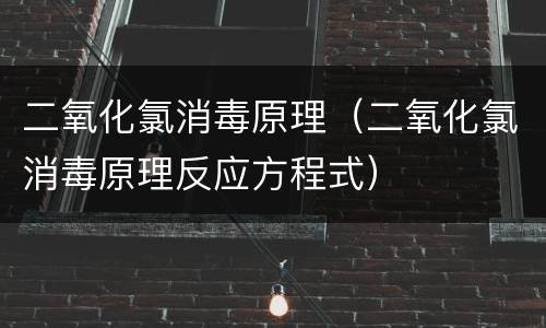 二氧化氯消毒原理（二氧化氯消毒原理反应方程式）