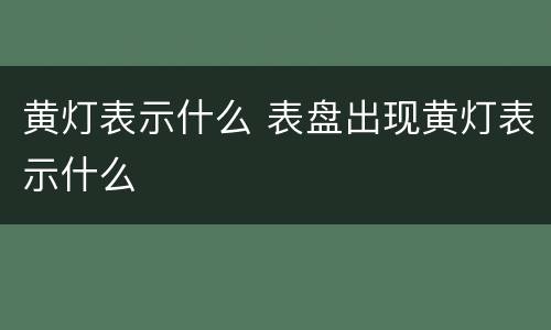 黄灯表示什么 表盘出现黄灯表示什么