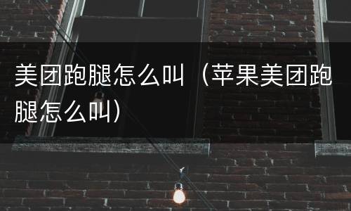 美团跑腿怎么叫（苹果美团跑腿怎么叫）