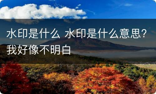 水印是什么 水印是什么意思?我好像不明白
