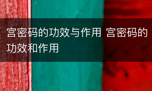 宫密码的功效与作用 宫密码的功效和作用