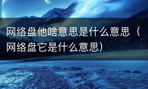 网络盘他啥意思是什么意思（网络盘它是什么意思）