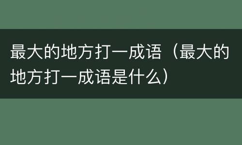 最大的地方打一成语（最大的地方打一成语是什么）