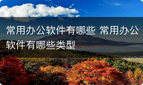 常用办公软件有哪些 常用办公软件有哪些类型