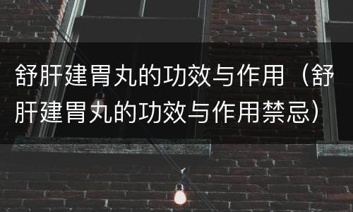 舒肝建胃丸的功效与作用（舒肝建胃丸的功效与作用禁忌）