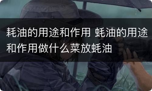 耗油的用途和作用 蚝油的用途和作用做什么菜放蚝油