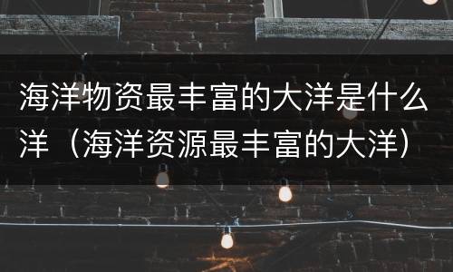 海洋物资最丰富的大洋是什么洋（海洋资源最丰富的大洋）