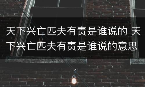 天下兴亡匹夫有责是谁说的 天下兴亡匹夫有责是谁说的意思是什么