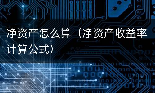 净资产怎么算（净资产收益率计算公式）