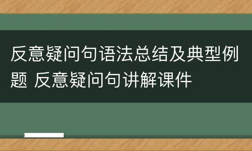 反意疑问句语法总结及典型例题 反意疑问句讲解课件