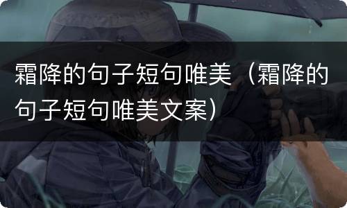 霜降的句子短句唯美（霜降的句子短句唯美文案）