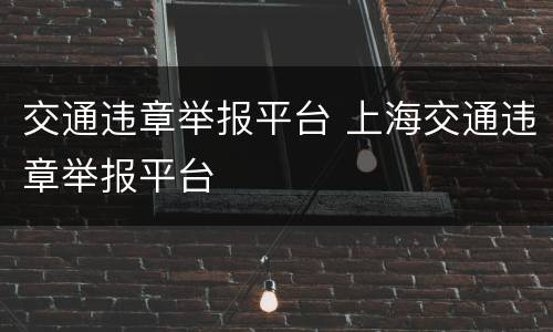 交通违章举报平台 上海交通违章举报平台