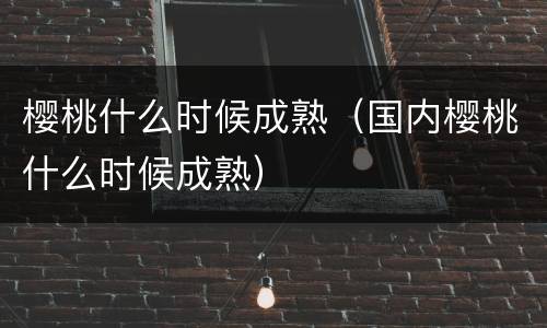 樱桃什么时候成熟（国内樱桃什么时候成熟）