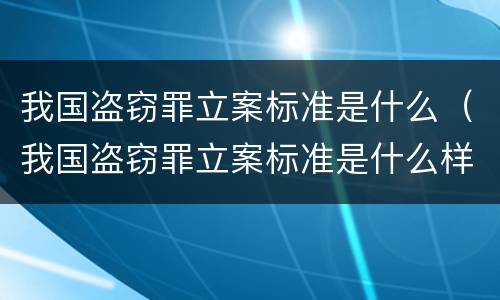 我国盗窃罪立案标准是什么（我国盗窃罪立案标准是什么样的）