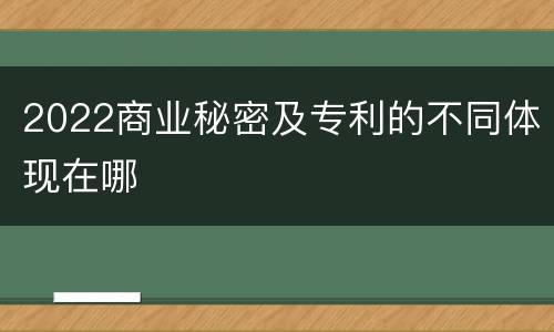 2022商业秘密及专利的不同体现在哪