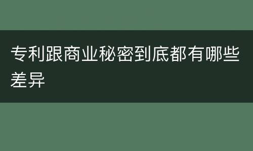 专利跟商业秘密到底都有哪些差异