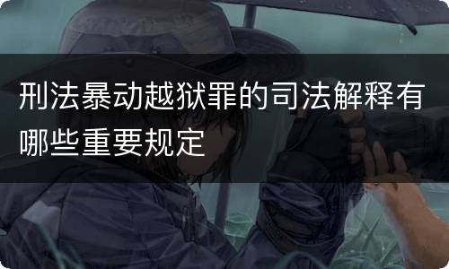 刑法暴动越狱罪的司法解释有哪些重要规定
