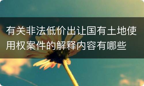 有关非法低价出让国有土地使用权案件的解释内容有哪些
