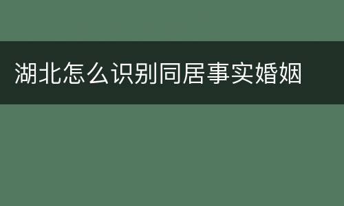 湖北怎么识别同居事实婚姻