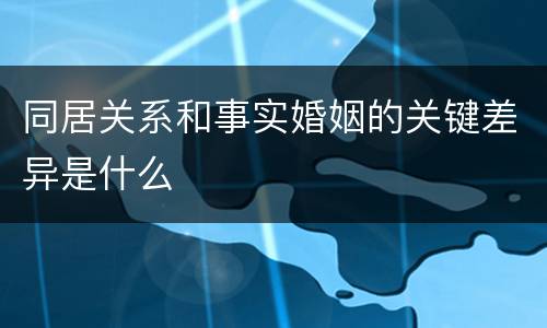 同居关系和事实婚姻的关键差异是什么