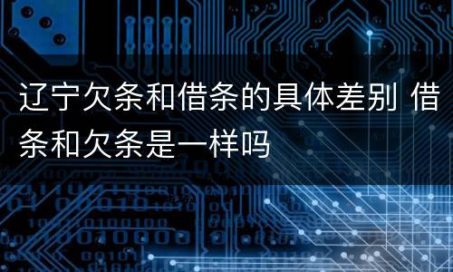 辽宁欠条和借条的具体差别 借条和欠条是一样吗