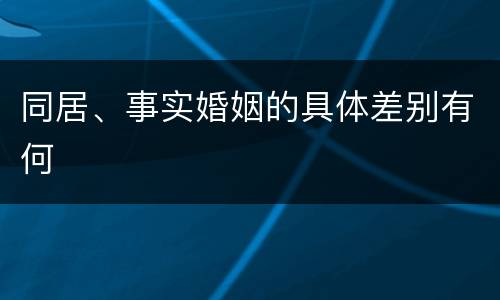 同居、事实婚姻的具体差别有何