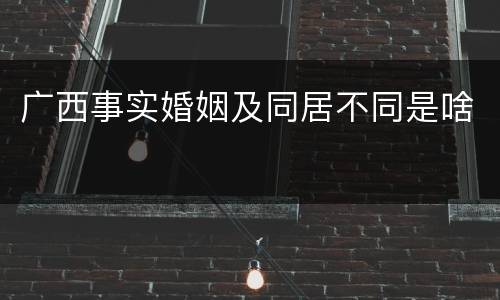 广西事实婚姻及同居不同是啥