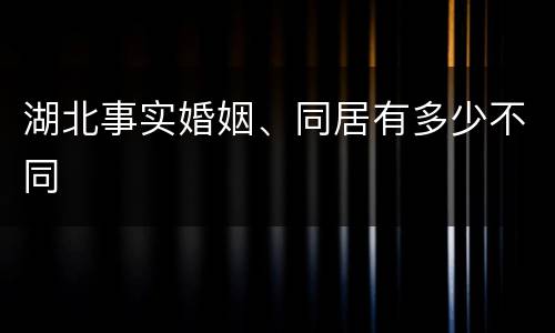 湖北事实婚姻、同居有多少不同