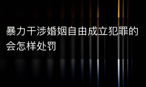 暴力干涉婚姻自由成立犯罪的会怎样处罚