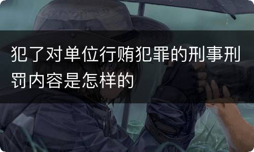 犯了对单位行贿犯罪的刑事刑罚内容是怎样的