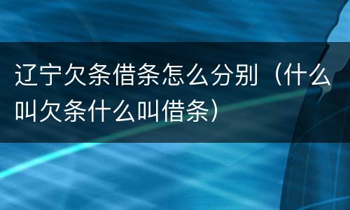 辽宁欠条借条怎么分别（什么叫欠条什么叫借条）