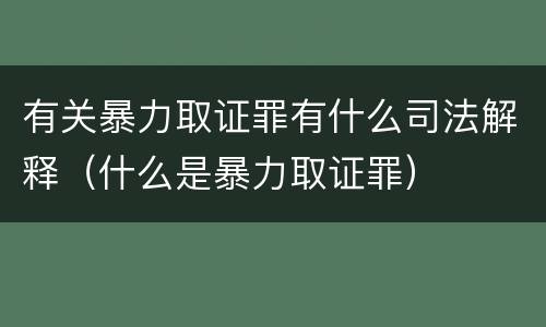 有关暴力取证罪有什么司法解释（什么是暴力取证罪）