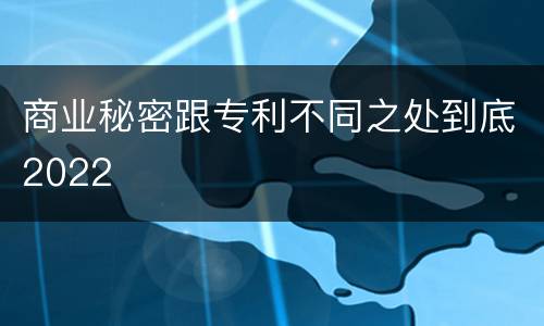 商业秘密跟专利不同之处到底2022