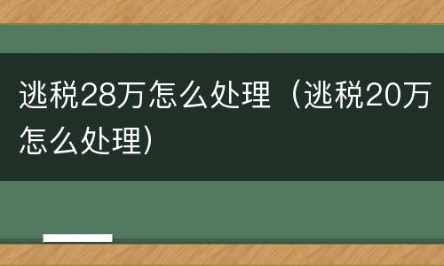 逃税28万怎么处理（逃税20万怎么处理）