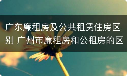 广东廉租房及公共租赁住房区别 广州市廉租房和公租房的区别