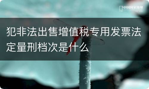 犯非法出售增值税专用发票法定量刑档次是什么